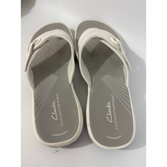 Clarks Size 8 M Women's White Breeze Reyna Cloudsteppers Flip-Flop Sandals - Picture 5 of 9